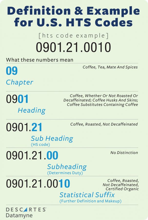 chart showing definition and examples for U.S. hts codes